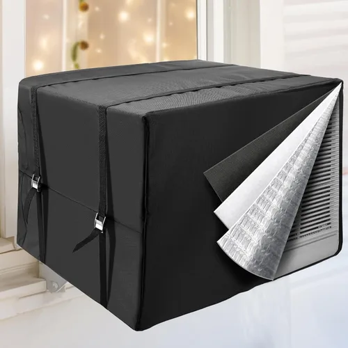 Vista 8 de Cubiertas de aire acondicionado para unidades de ventana, aislamiento de 3 capas, cubierta exterior de CA con correa de hebilla de metal, toldo