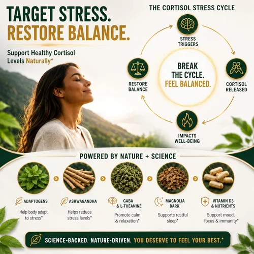 Vista 4 de Suplementos de cortisol súper calmados para mujeres y hombres con glicinato de magnesio, Ashwagandha, L-teanina, fosfatidilserina, ginkgo y melena