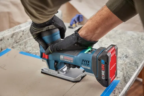 Vista 7 de Bosch GST18V-60BCN 18V Herramienta de sierra caladora sin cepillo con asa de barril conectada, 3,800 SPM, luz LED, cambio de hoja sin herramientas