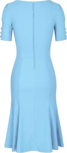 Vista 4 de Vestido formal MUXXN estilo sirena manga corta estilo retro de la década de los 1950 para mujer