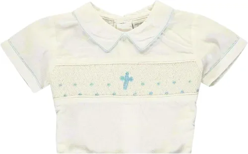 Vista 2 de Carriage Boutique Traje Bobbie cruzado fruncido a mano Trajes de bautizo para niños Trajes de bautismo para niños Diseñado en Estados Unidos
