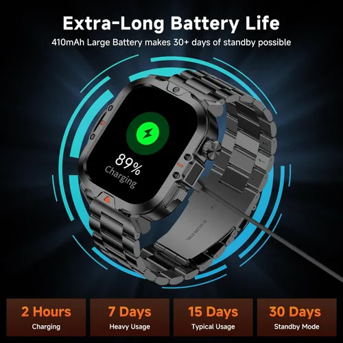 Vista 4 de Reloj inteligente para hombre, respuesta militar, con pantalla de 2.01 pulgadas, más de 170 modos deportivos, reloj inteligente de fitness, IP68