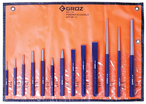 Vista 8 de Groz 33005 Juego de punzón y cincel negro con recubrimiento en polvo, 7 piezas con bolsa