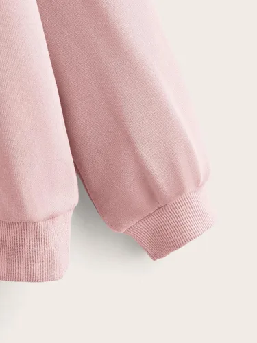 Vista 5 de Floerns Sudadera con capucha de manga larga con estampado gráfico de corazón para niñas