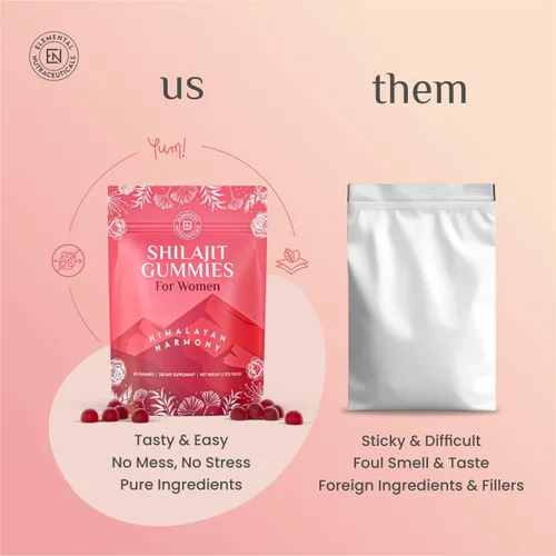 Vista 4 de Shilajit - Gomitas para mujer con suplemento de miel de manuka, haramonia pura del Himalaya, ricas en ácido fúlvico y antioxidantes para obtener