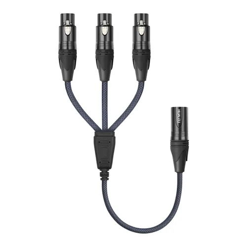 Vista 10 de Cable divisor en Y de 3 pines XLR hembra a 3 machos, cable divisor XLR de 3 vías, equilibrio de 1 hembra a 3 macho, cable de audio para micrófono