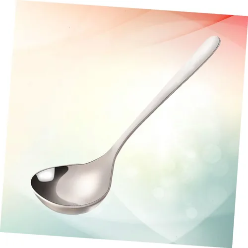 Vista 5 de HEMOTON Cuchara de sopa de acero inoxidable con mango largo Cuchara de servir Cubiertos Mango de plata pura 7.9 in