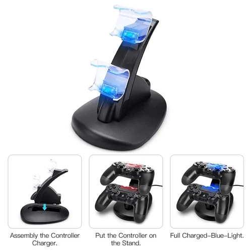 Vista 5 de Playstation4 Regular Slim Pro Controller Charger, SUNKY LED Gaming Console Charging Stand USB Dock Station Mount Cradle for Sony PS4