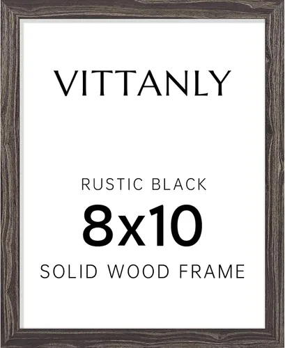 Vista 74 de Vittanly - Marco de fotos de 4 x 6 pulgadas de madera maciza con plexiglás, incluye paspartú de 3,5 x 5, para colgar en la pared o poner sobre una
