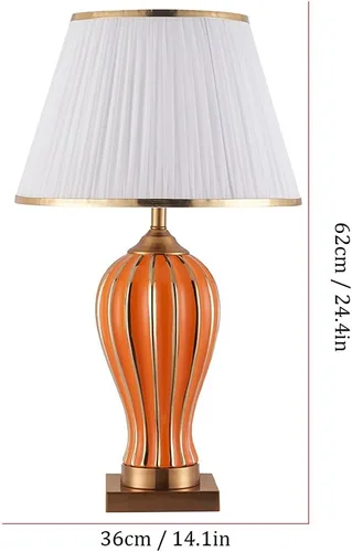 Vista 2 de Lámpara de mesa de cerámica china para sala de estar, decoración retro, lámpara de escritorio, dormitorio, cama, lámpara de luz cálida, estudio
