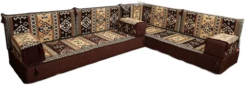 Vista 51 de arabicsofa Juego de asientos Jalsa en forma de L – Majlis árabe hecho a mano con almohadas de respaldo