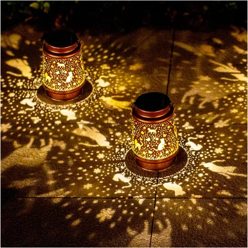 Vista 8 de Bigfoot - Faroles solares colgantes impermeables para exteriores, luces solares colgantes de pie grande, regalos para hombres y mujeres, faroles LED
