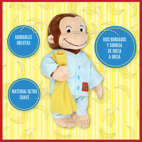 Vista 3 de Kids Preferred Curious George in Pajamas - Juguetes de peluche de mono suave y lindo, regalo para bebés y niños pequeños y niñas, animal de peluche