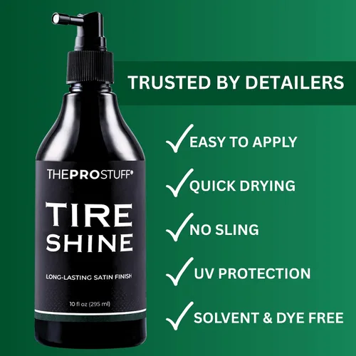 Vista 7 de The Pro Stuff® Tire Shine - Abrillantador de neumáticos satinado para acabado negro profundo Sin salpicaduras, secado rápido, sin disolventes