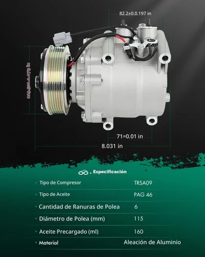 Vista 8 de SCITOO Compresor de CA para Honda Civic 1.7L 2001, Compresor de aire acondicionado de enfriamiento rápido para Acura EL 1.7L 2001, para Honda