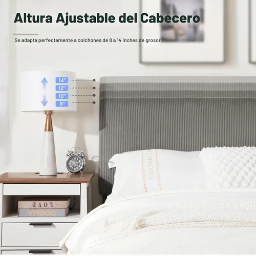 Vista 6 de FLEXISPOT Cama ajustable Queen con marco tapizado de terciopelo, gris Gris oscuro