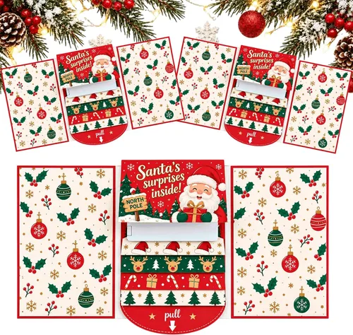 Vista 18 de Folleto de tarjetas de regalo de Navidad en cascada 2027, 3 portatarjetas #B 3 piezas