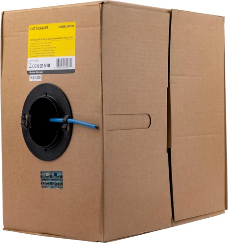 Vista 4 de StarTech.com Cable Ethernet Cat 5e a granel, 1,000.0 ft, sólido, clasificación CMR, negro, cumple con la TAA Cable, 304, 24AWG bare copper