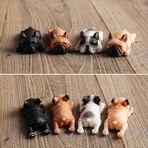 Vista 6 de Paquete de 4 imanes magnéticos 3D para nevera, bulldog francés para dormir, imán de oficina, accesorio de cocina, decoración de juguete, adorno