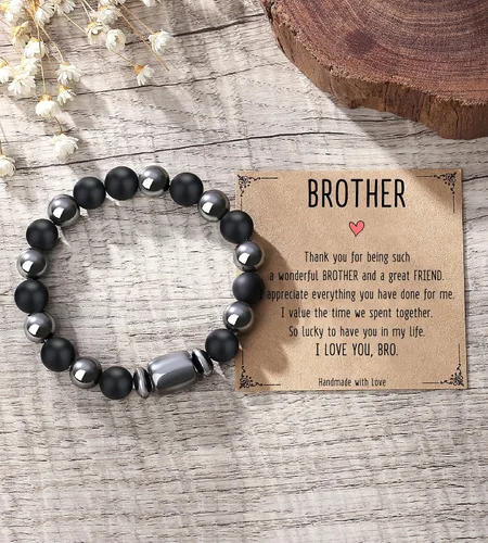 Vista 8 de Pulseras hechas a mano para hombres, regalos geniales para él, novio, marido, papá, hijo, abuelo, nieto, hermano, relleno de calcetines de Navidad