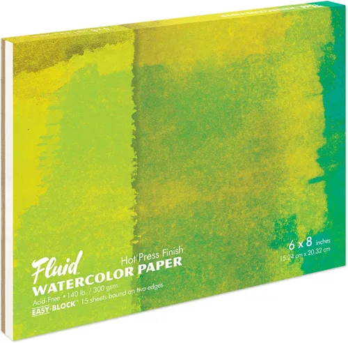 Vista 7 de Fluid Artist Bloque de acuarela, 140 libras (300 GSM) bloc de papel de prensa en caliente para pintura de acuarela y medios húmedos