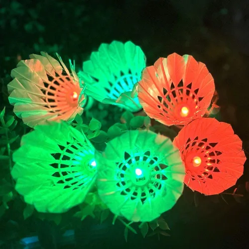 Vista 3 de LED de bádminton Birdies, LED colorido volante oscuro noche ganso pluma resplandor pájaros iluminación interior actividades deportivas al aire libre