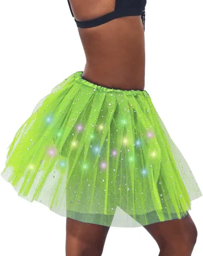Vista 5 de DRESBE Falda LED para mujer, tutú iluminado, falda de tul brillante, para baile, fiesta, rave, festival, ropa de Halloween