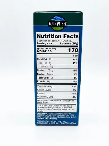 Vista 2 de Wild Planet Wild Pacific Sardinas en aceite de oliva virgen extra, 4.4 onzas (6 unidades)