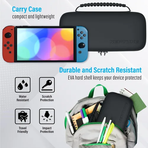 Vista 2 de Switch Carry Case - Protective Shell for Switch & OLED - Game Cartridge Holder - Water & Scratch-Resistant - Travel-Friendly Accessory With