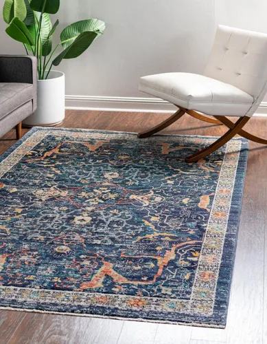 Vista 28 de Unique Loom Lola Collection - Alfombra de área Vivacious (2 pies 2 pulgadas x 3 pies 1 pulgada, rectangular, color rojo ladrillo/azul)