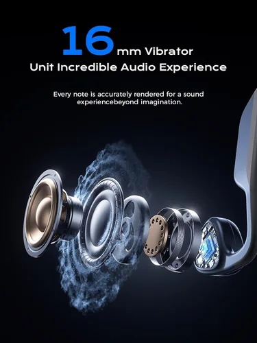 Vista 11 de Auriculares de conducción ósea, auriculares de oreja abierta Bluetooth 5.3 con micrófono, auriculares de conducción ósea de 12 horas de Negro puro