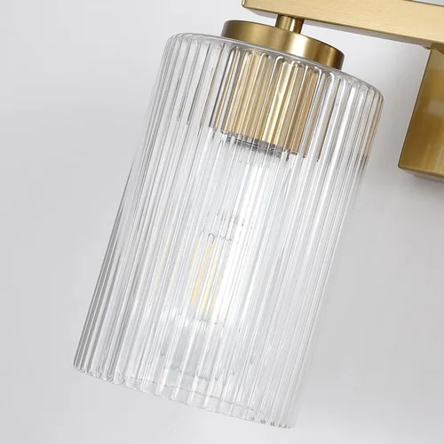 Vista 5 de 2 luces de tocador de baño de oro cepillado sobre el espejo, iluminación moderna con pantalla de vidrio texturizado, accesorios de iluminación