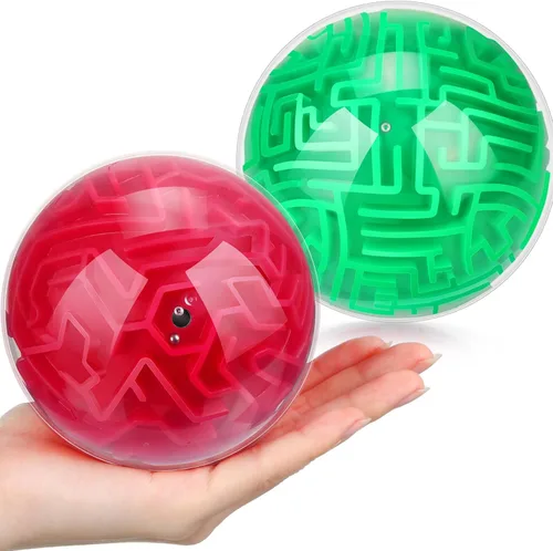 Vista 6 de Sumind 2 piezas de rompecabezas 3D con bola de laberinto de 4 pulgadas, esfera mágica, rompecabezas secuenciales de memoria, rompecabezas educativos