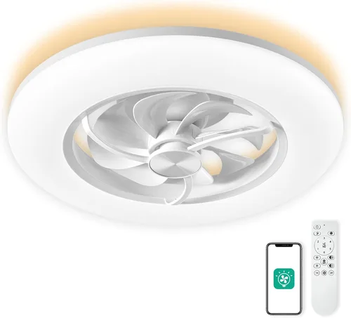 Vista 9 de Ventiladores de techo con luces Orison - Ventilador de techo de perfil bajo con luz Ventiladores de techo LED regulables de 22.4" con control