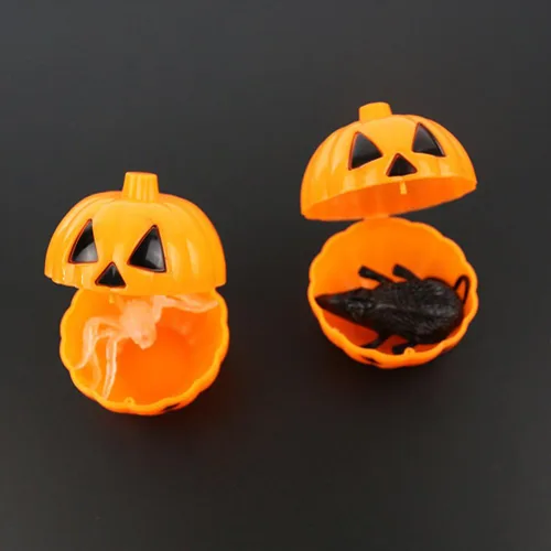 Vista 5 de TINKSKY Estuche recipiente de plástico en forma de calabaza, mini portarregalos de Halloween, 12 unidades (amarillo)