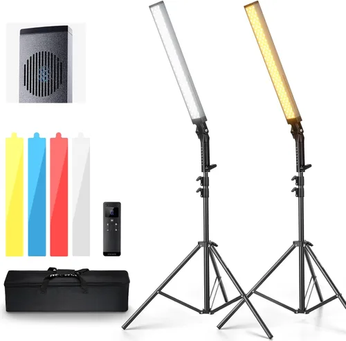 Vista 11 de NEEWER Barra de luz de video LED mejorada y kit remoto de 2.4G, paquete de 2 unidades regulables de mano 3200K ~ 5600K CRI97+ iluminación de video