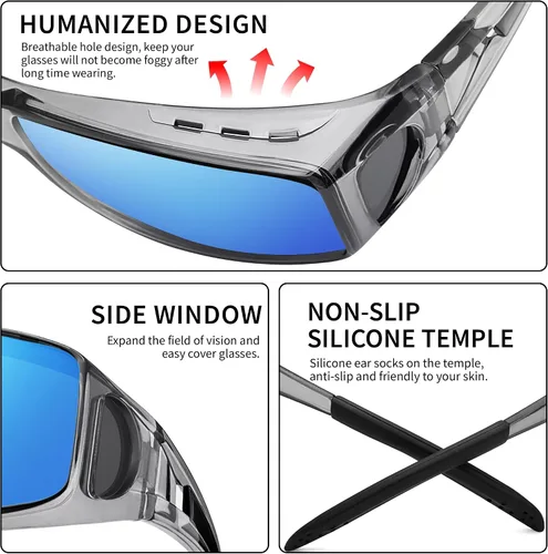 Vista 68 de Night Vision Driving Glasses for Men & Women - Polarized Anti Glare Fit Overs with Wrap-Around HD Yellow Lens