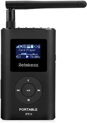 Vista 6 de Retekess Transmisor FM FT11, transmisor de transmisión FM portátil (negro) para iglesia, película de autocaravana, estacionamiento, estación