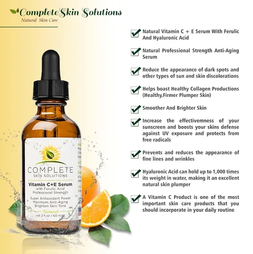 Vista 6 de Natural Best Vitamin CE Serum - 2 oz con ácido hialurónico, vitamina C 15% - Hecho en Estados Unidos