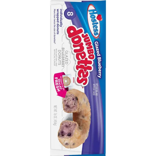 Vista 4 de Hostess Donettes jumbo glaseadas Blueberry Donettes Paquete múltiple, 16 onzas, 6 unidades [48 donas en total]