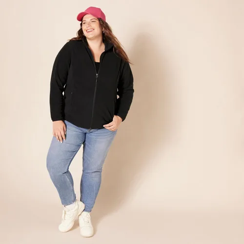 Vista 8 de Tienda Essentials - Chaqueta de vellón polar suave con cremallera completa para mujer, ajuste clásico (disponible en talla extragrande)