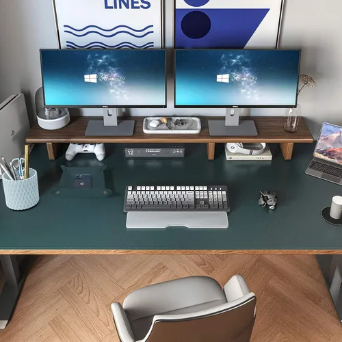 Vista 16 de DAWNTREES - Tapete de escritorio a doble cara, almohadilla de escritorio de cuero, negro 35.5"x17", protector de escritorio de corcho