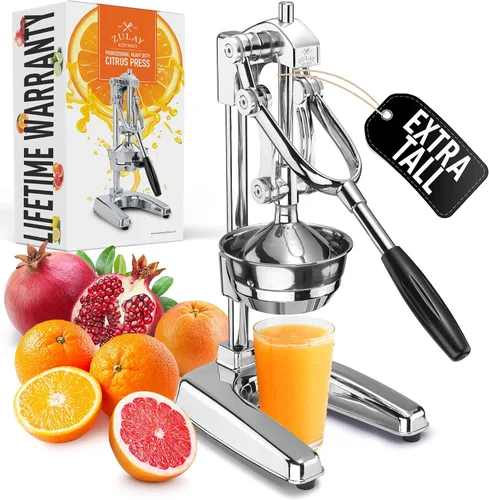 Vista 18 de Zulay Kitchen Puplerizer Exprimidor de hierro fundido 9 en 1, exprimidor manual de servicio pesado fácil de limpiar con accesorio prensatelas