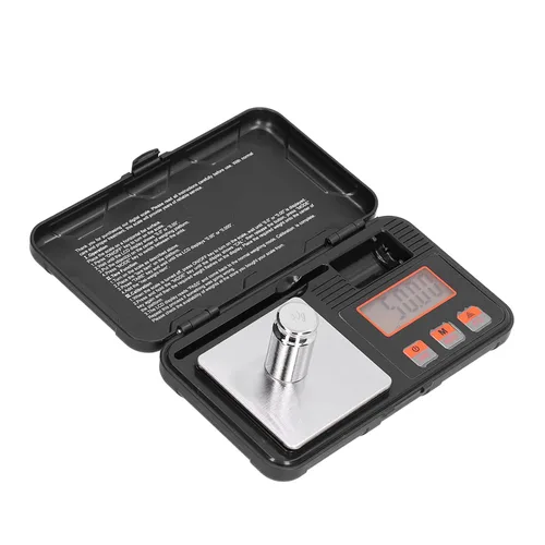 Vista 2 de Báscula de gramo de bolsillo 7.05 oz/0.00 oz Báscula de joyería Pantalla LCD Mini Balanza electrónica portátil con pinzas de peso Balanza