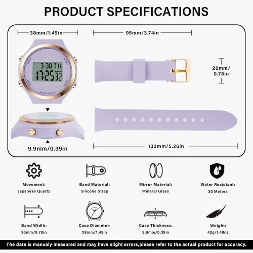 Vista 6 de XCZAP El deporte al aire libre mira el reloj de alarma de la correa del silicón impermeable LED Digital