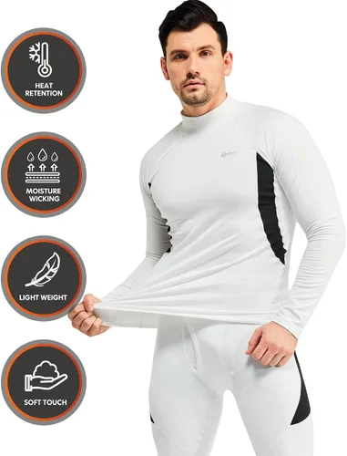 Vista 2 de CL convallaria Conjunto de ropa interior térmica para hombre con bragueta, capa base larga para invierno, equipo de caza, parte superior e inferior