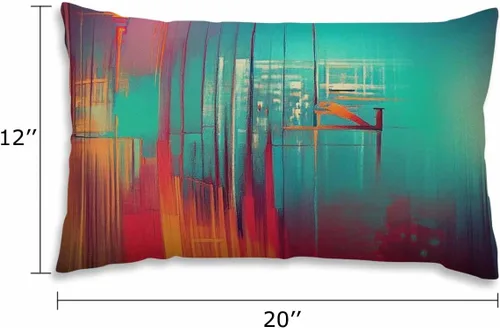 Vista 2 de EKOBLA Fundas de almohada decorativas de lino con textura retro abstracta, azul, cian, rojo, amarillo, para cama, sofá, rectangular, rectangular, 12