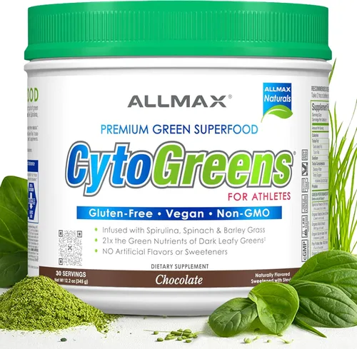 Vista 11 de ALLMAX CytoGreens Super Greens en polvo, té verde de bayas de acai, 60 porciones