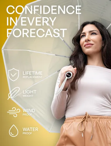 Vista 65 de REPEL Windproof Travel Umbrella - Compact & Withstands Winds up to 85MPH , Strongest Premium Auto Folding Umbrella for Rain and Sun - Durable, Light