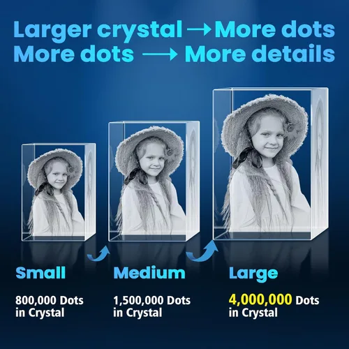 Vista 3 de Foto de cristal 3D personalizada, regalos personalizados para mujeres, esposa, hombres, mamá, papá, para ella, para él Foto grabada con láser